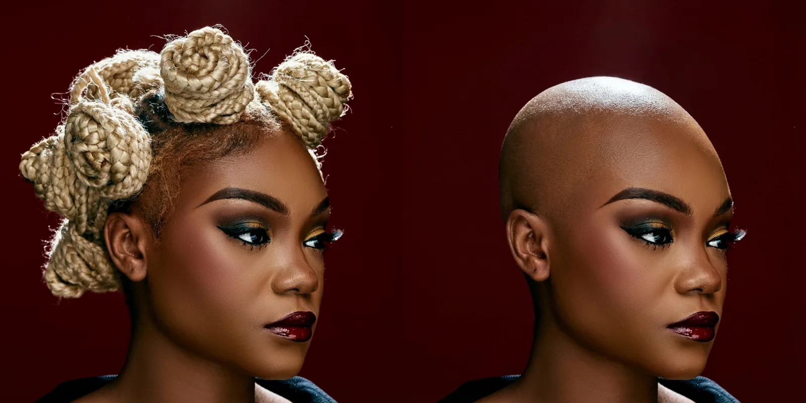 Original and bald portrait pair from the Bald Converter gallery.