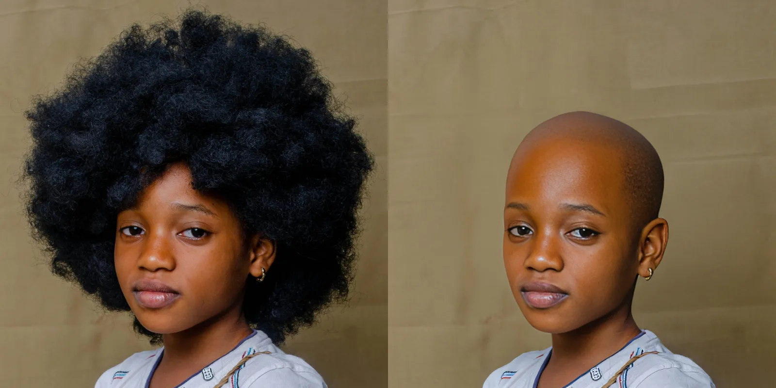 Original and bald portrait pair from the Bald Converter gallery.