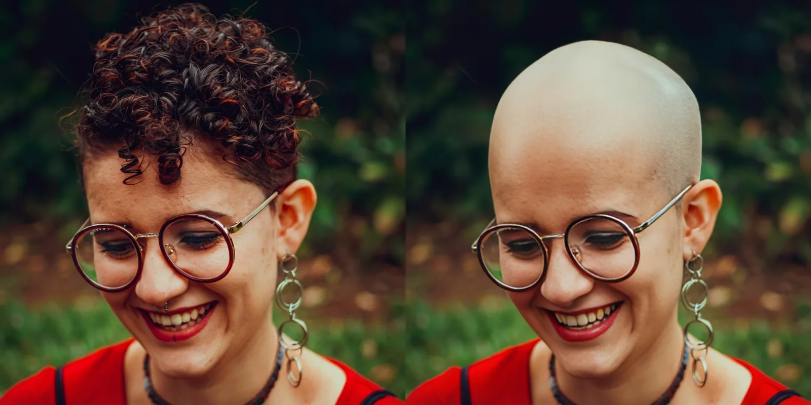 Original and bald portrait pair from the Bald Converter gallery.
