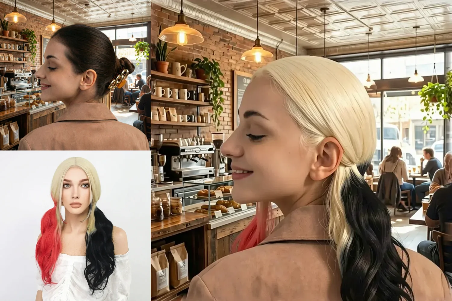 HairPort transfer result showing source, reference hairstyle, and final synthesis.