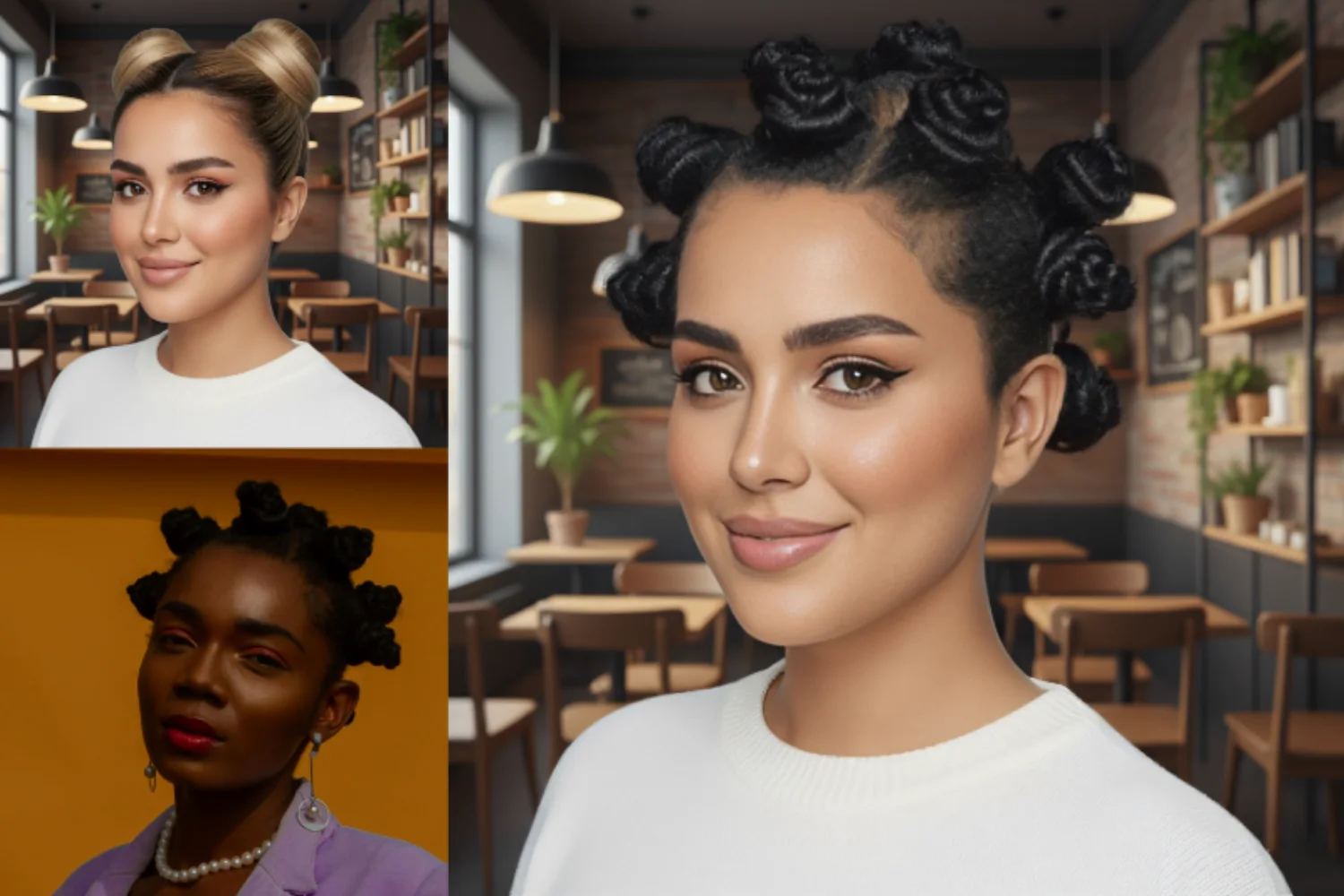 HairPort transfer result showing source, reference hairstyle, and final synthesis.