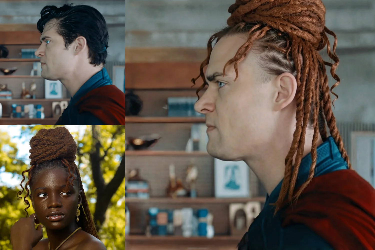 HairPort transfer result showing source, reference hairstyle, and final synthesis.
